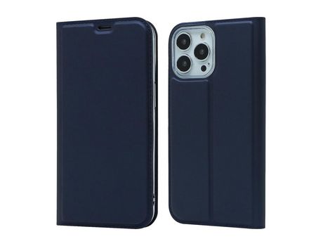 Funda PU + TPU cor sólida auto-absorvente a prueba de choques con suporte azul por iPhone 13 Pro 6.1