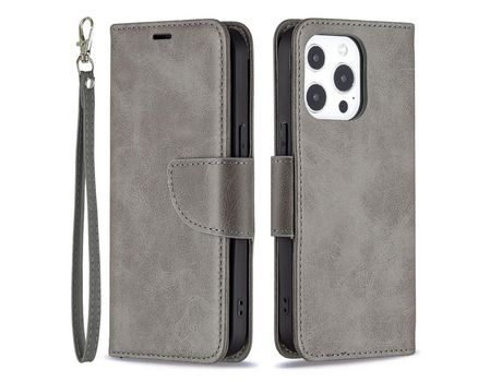 Funda PU + TPU cor sólida con fundo cinza por iPhone 13/13 Pro