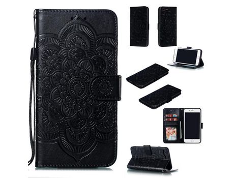 Carcasa PU flor malanda flip con suporte y bandolera negro por Apple iPhone 8 Plus/7 Plus 4.7 pouces