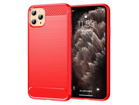 Funda TPU textura de fibra de carbono a prueba de choques rojo por iPhone 11 Pro 5.8