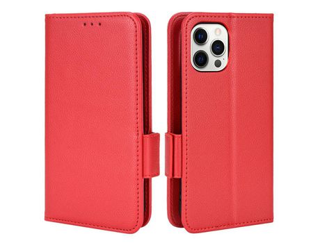 Funda PU textura de lichi Cerrar magnético rojo por iPhone 12/12 Pro 6.1