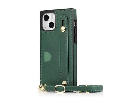 Funda TPU + PU con suporte de pontapé leitores de tarjetas verde por iPhone 13 6.1