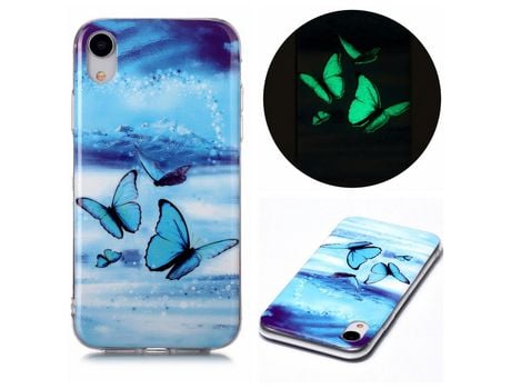 Carcasa TPU noctilucente flexible polilla azul por Apple iPhone XR 6.1