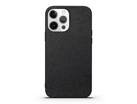 Funda TPU + couro genuino textura de lichi negro a prueba de choques por iPhone 13 Pro 6.1