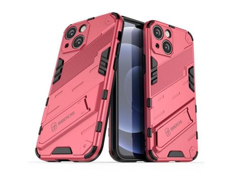 Funda TPU camada dupla resistente con suporte rosa por iPhone 13 mini 5.4