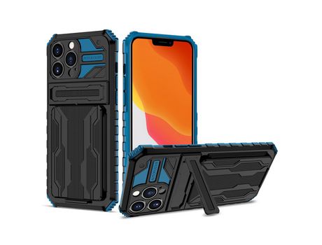 Funda TPU anti-queda con porta-tarjetas destacáveis azuis por iPhone 13 Pro Max 6.7