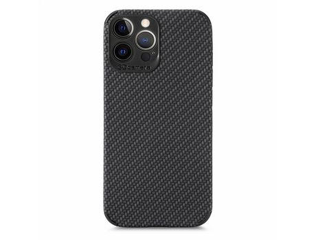 Funda TPU + PU textura de fibra de carbono de corte preciso negro anti-queda por iPhone 13 Pro Max 6.7