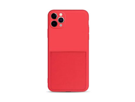 Carcasa silicona flexible con suporte de tarjeta rojo por Apple iPhone 11 Pro Max 6.5