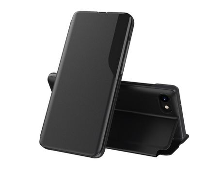 Carcasa PU ventana de visualización con apoyo negro por Apple iPhone SE (2nd Gen)/7/8