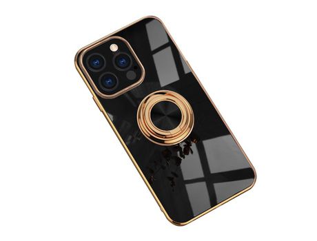 Funda TPU galvanizado con suporte negro por iPhone 13 Pro Max 6.7