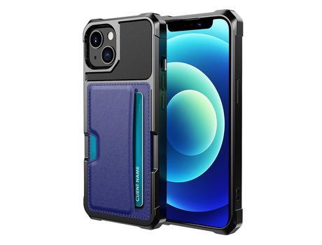 Funda TPU + PU híbrido con poseedor de tarjeta azul por iPhone 13 mini 5.4