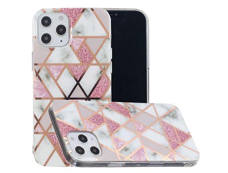 Carcasa TPU Galvanoplastia de ouro rosa patrón de mármol branco/rosa por Apple iPhone 12 Pro Max 6.7