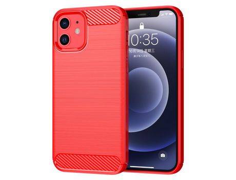 Funda TPU textura de fibra de carbono flexível rojo por iPhone 12/12 Pro 6.1