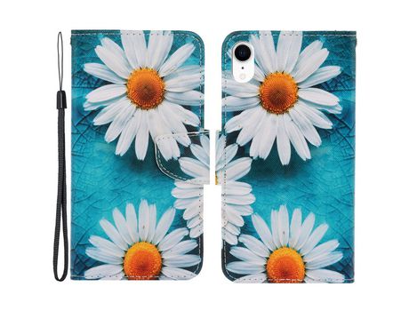 Funda PU con suporte magnético forte Margaridas por iPhone XR 6.1