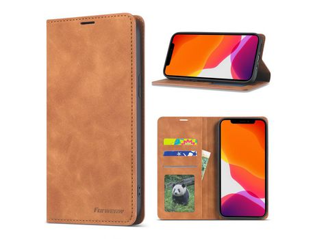 Carcasa PU toque sedoso marrom por Apple iPhone 12 5.4