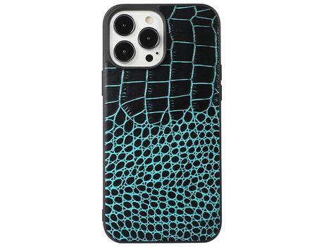 Funda de couro genuino textura de cocodrilo verde por iPhone 12 Pro Max 6.7
