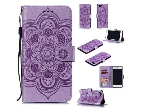 Carcasa PU flor malanda flip con suporte y bandolera roxo por Apple iPhone 8 Plus/7 Plus 4.7 pouces