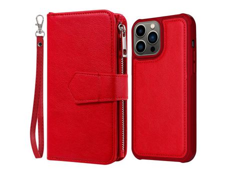 Funda PU 2 en 1 desmontable rojo por iPhone 13 Pro Max 6.7