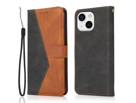 Funda PU + TPU bicolor con suporte y Cerrar magnético negro/castanho por iPhone 13 mini 5.4