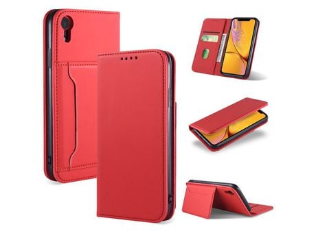 Carcasa PU con apoyo rojo por Apple iPhone XR 6.1
