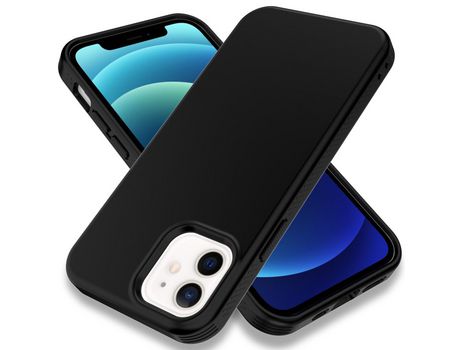 Funda TPU fino a prueba de choques negro anti-impresión digital por iPhone 12/12 Pro 6.1