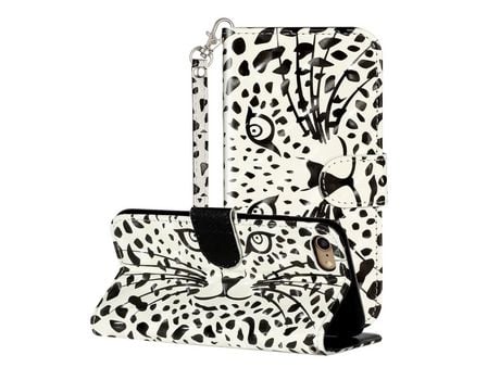 Carcasa PU impresión de patrón de blanqueamiento compunto de luz flip con apoyo cara de leopardo por Apple iPhone 7/8/SE (2nd Gen)