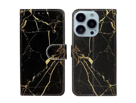 Funda PU + TPU con suporte en ouro negro por iPhone 13 Pro 6.1