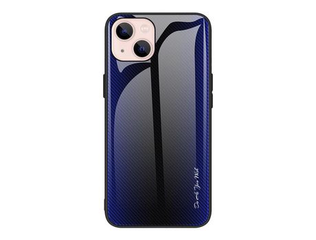 Funda TPU textura de fibra de carbono híbrido azul escuro por iPhone 13 6.1