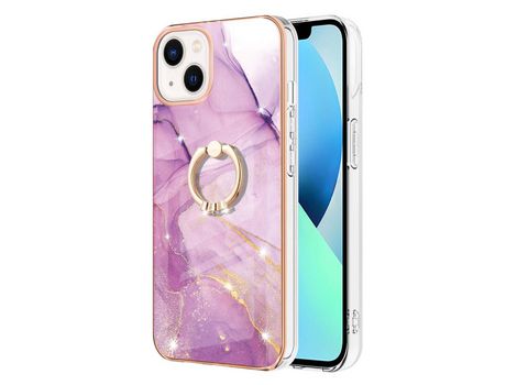 Funda TPU galvanizado patrón de mármol con bandolera roxa por iPhone 13 6.1