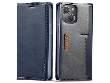Funda PU + TPU LC.IMEEKE hebilla magnética a prueba de choques con porta-tarjetas azul por iPhone 13 mini 5.4