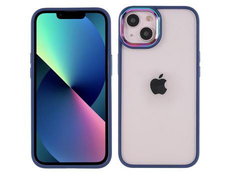 Funda TPU + acrílico multicolorido galvanoplastia con proteccion da lente da câmera azul por iPhone 13 mini 5.4
