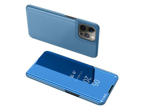 Funda PU galvanizado superfície espelhada con suporte azul Cielo y janela de visão por iPhone 13 Pro Max 6.7