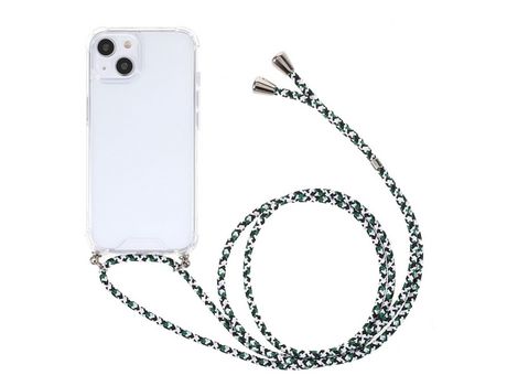 Funda TPU + acrílico antiqueda con cable ajustável verde/branco/negro por iPhone 13 mini 5.4