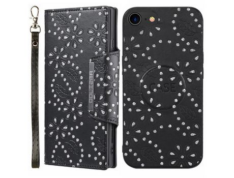 Funda PU ultra-fino patrón de flores negro por iPhone 7/8 4.7 /SE (2nd Gen)