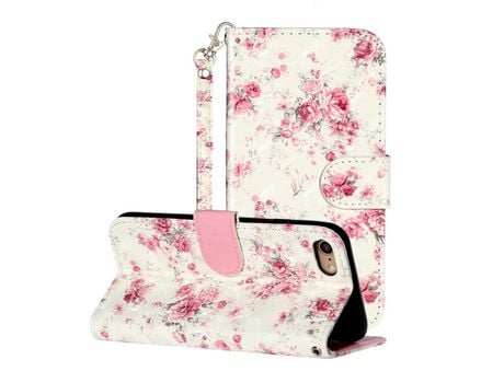 Carcasa PU impresión de patrón de blanqueamiento compunto de luz flip con apoyo flores por Apple iPhone 7/8/SE (2nd Gen)