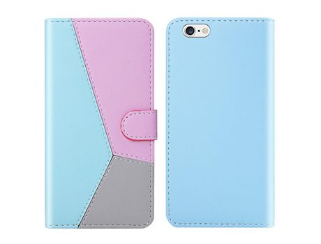 Funda PU emenda de três cores azul/púrpura/cinza por iPhone 7 4.7 /8 4.7 /SE (2020)/SE (2022)