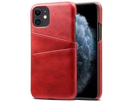 Funda TPU + PU Anti-lágrimas con slots de tarjeta rojo por iPhone 11 6.1