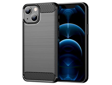 Funda TPU flexível Anti-lágrimas textura de fibra de carbono negro por iPhone 13 6.1
