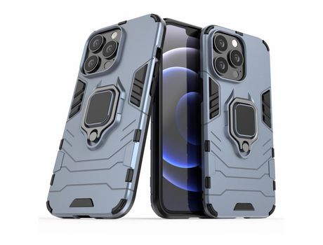 Funda TPU antiqueda hibridizado 2 en 1 con muleta de anel azul por iPhone 13 Pro 6.1