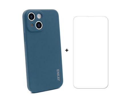 Funda silicone ENKAY borda reta azul escuro resistente a arañas y resistente por iPhone 13 mini 5.4