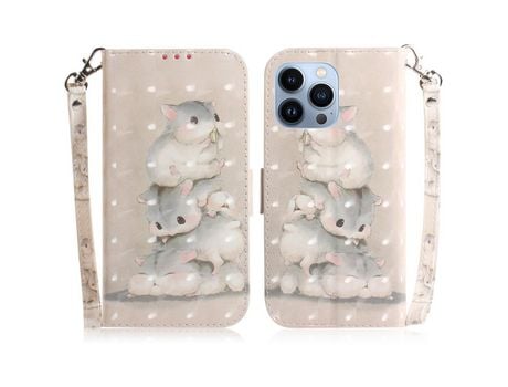 Funda PU + TPU decorazón de ponto de luz con suporte por hamster por iPhone 13 Pro 6.1