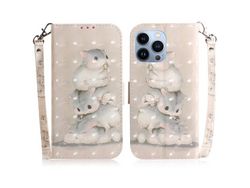 Funda PU + TPU decorazón de ponto de luz con suporte por hamster por iPhone 13 Pro 6.1