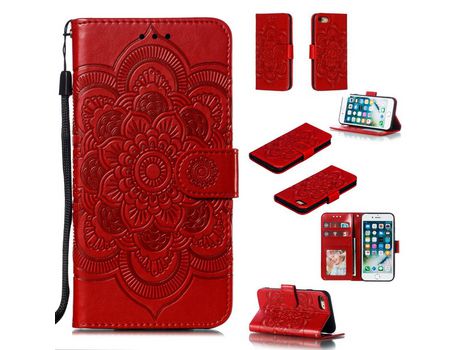 Carcasa PU flor malanda con suporte rojo por Apple iPhone 8/7 4.7 pouces