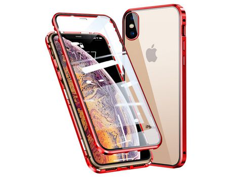 Carcasa de metal caixilho de montagen de revestimento magnético completo rojo por Apple iPhone X/XS 5.8