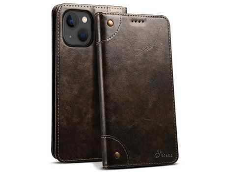 Funda PU Anti-lágrimas con soporte negro por iPhone 13 6.1