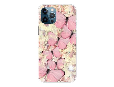 Carcasa TPU impresión de patrón suave polillas rosa por Apple iPhone 12/12 Pro
