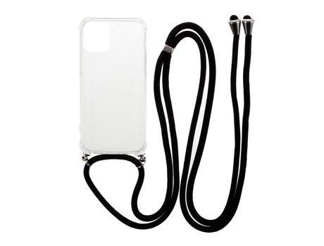Carcasa TPU + acrílico anti-queda brillante con pulsera textil negro por Apple iPhone 12 Mini