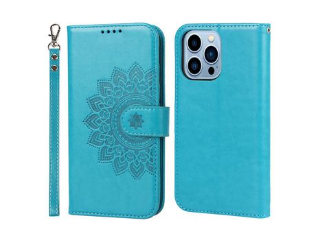 Funda PU costura cortada azul por iPhone 13 Pro 6.1