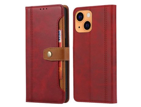 Funda PU + TPU con porta-tarjetas exterior con porta-tarjetas rojo por iPhone 13 mini 5.4