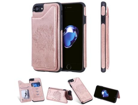 Carcasa TPU + PU árbol de gato con slot por tarjeta ouro rosa por Apple iPhone 8/7 4.7 pouces